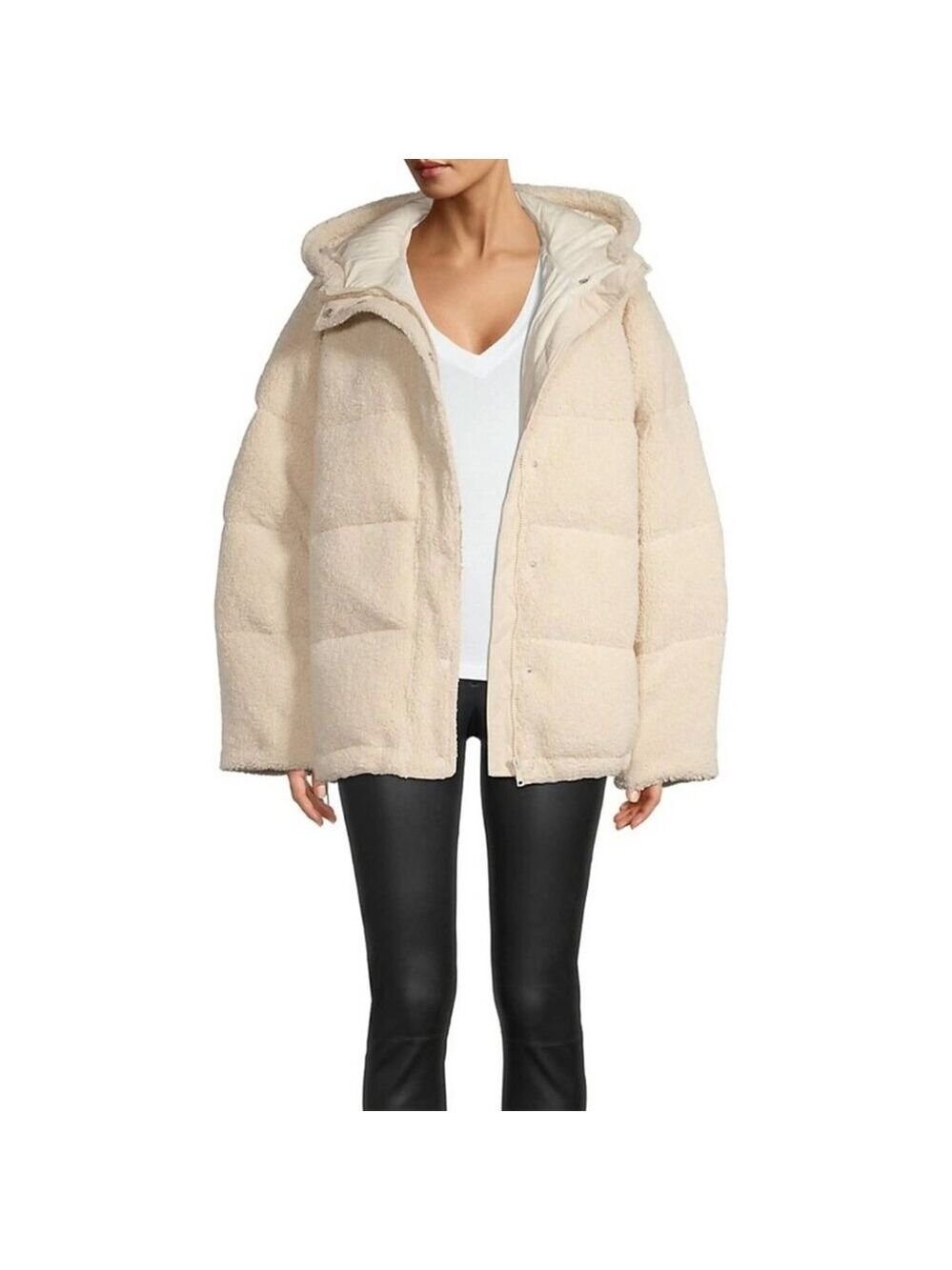 Good American Faux Shearling Cocoon Puffer Jacket